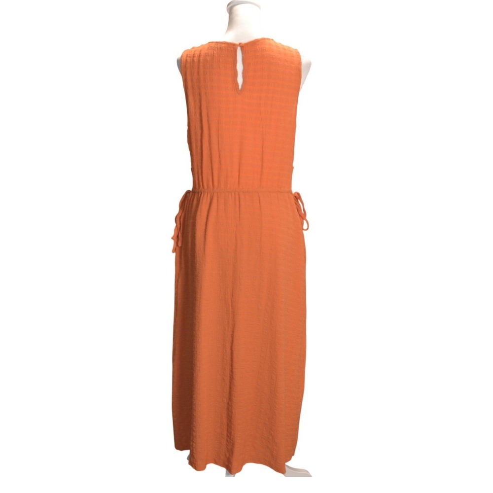 Compania Fantastica Maxi Dress Womens Large Orange Textured Side Tie Cut‎ Out L - Picture 3 of 7